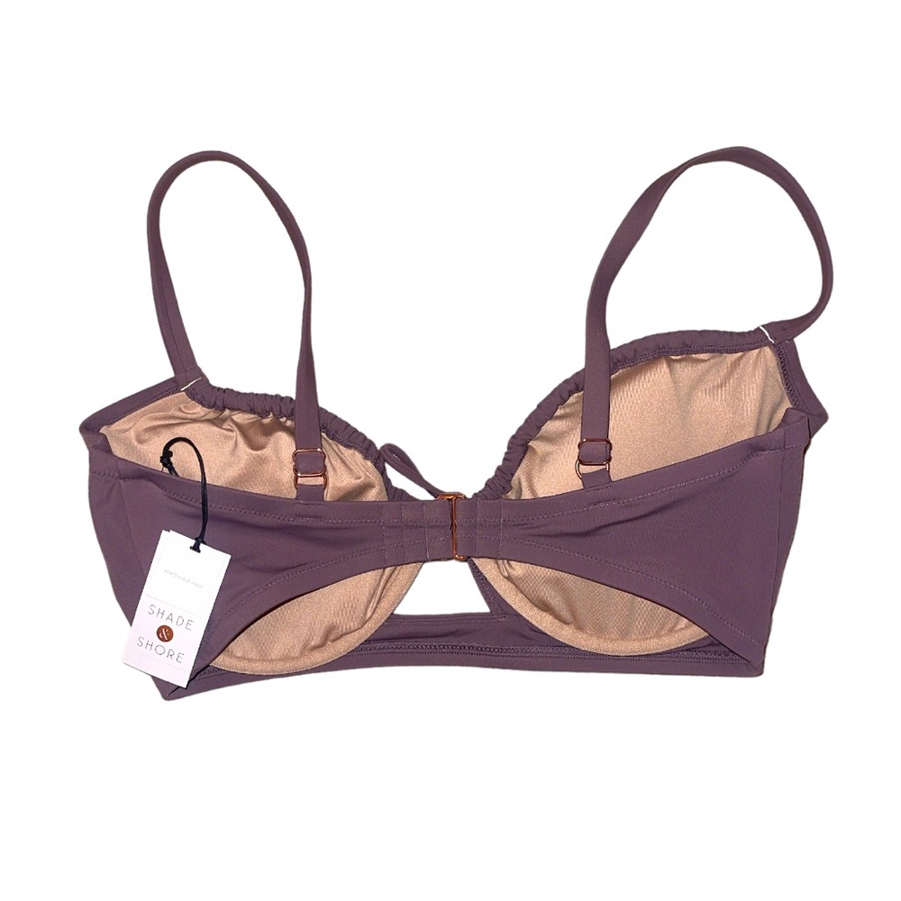 Shade and Shore NWT purple cutout front tie bikini top women’s size 38DD SOLD - Picture 2 of 4